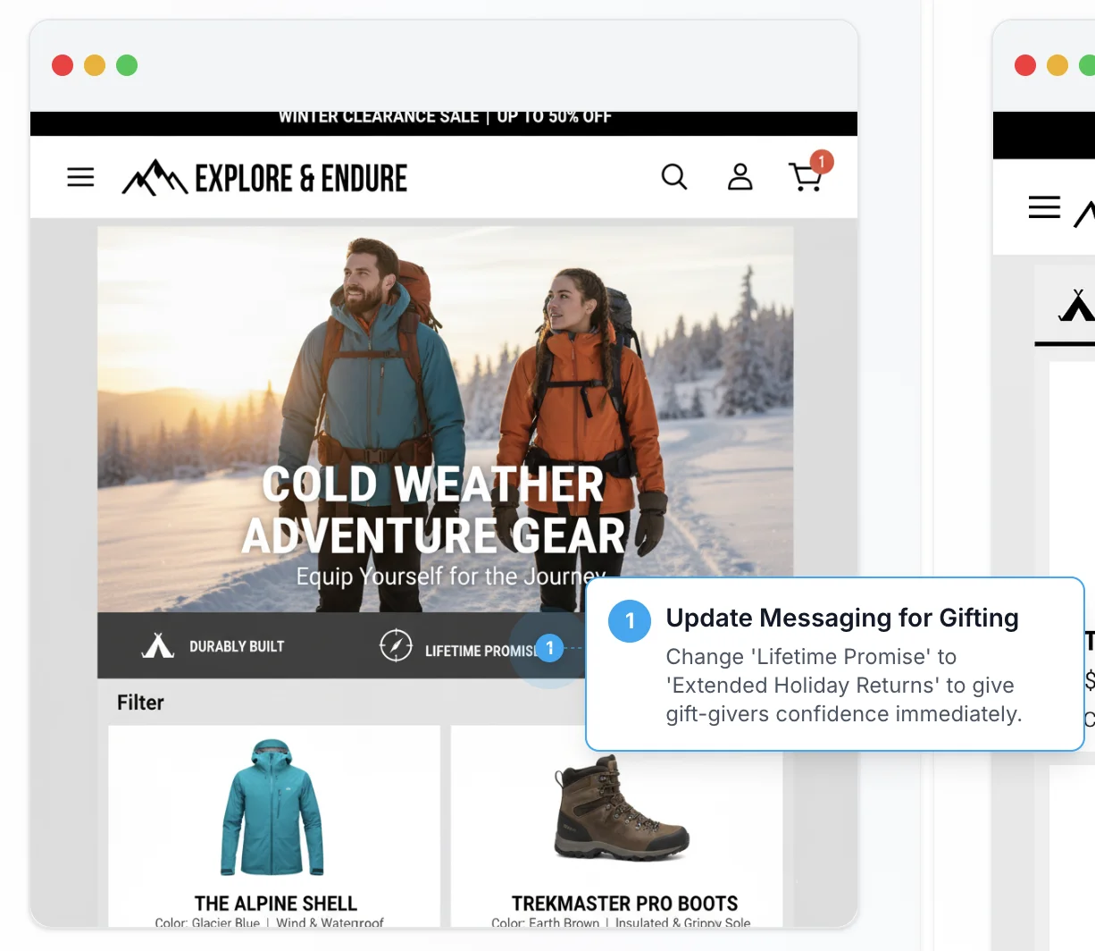 Product page with annotation